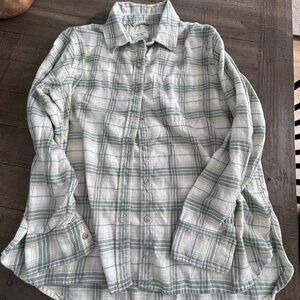 American Eagle Outfitters Green and White Checkered Shirt